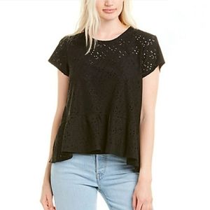 Nanette Lepore Eyelet Inset Pattern Peplum Top